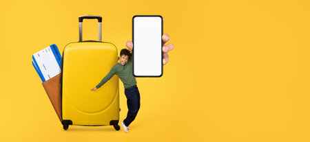 Explore travel apps for seamless vacation planning and booking in summerの写真素材