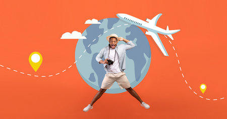 Exciting summer adventure for tourists explores the globe with thrillの写真素材