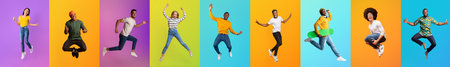 Diverse group of people enjoying lifestyle activities in a colorful collage