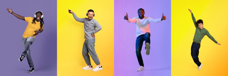 Celebration of diversity through joyful expressions and vibrant colorsの写真素材