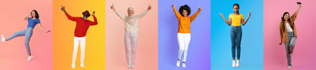 Diverse group of people celebrating together in a colorful collage