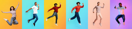 Diverse group of people celebrating joyfulness and energy in a vibrant collage