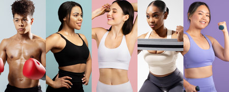 Fit individuals of diverse backgrounds active in a gym setting