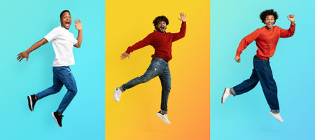 Joyful moments captured in a dynamic collage of diverse individualsの写真素材