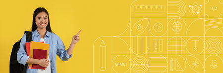 Student engaged in study with vibrant background and educational materialsの写真素材