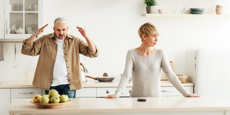 Quarrel, misunderstanding and conflict at home, covid-19 lockdownの写真素材