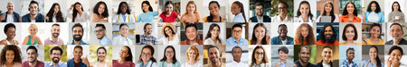 Diverse collection of happy faces showcasing cultural richness and connectionの写真素材
