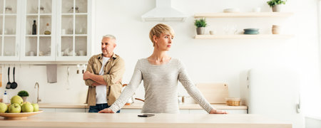 Ignore, resentment and yells at home during COVID-19 and self-isolation at homeの写真素材