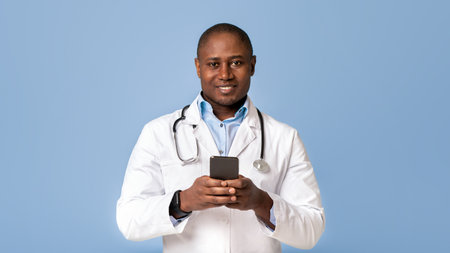 Mobile app on gadget, online chat with doctor and modern health care serviceの写真素材