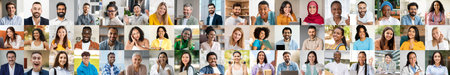 Diverse group of happy people captured in a vibrant collage of joyful faces