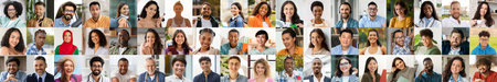 Diverse group of happy people showcasing multiethnic lifestyles in collageの写真素材