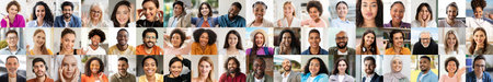 Diverse group of happy faces celebrating multiethnic lifestyle in collage
