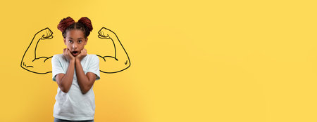 Empowering collage showcasing strength and spirit of a young girl with biceps