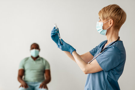 Anti-covid vaccine, doctor visit, vaccination and coronavirus outbreak