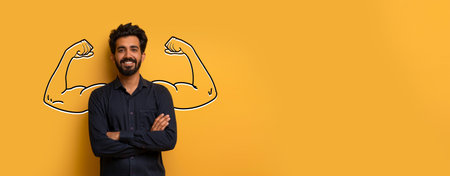 Collage showcasing strength and confidence on a vibrant background