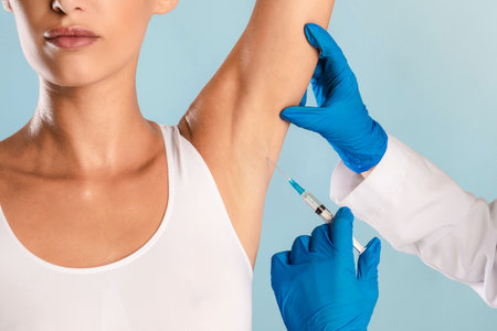Woman having hyperhidrosis treatment at beauty salon