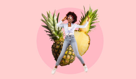 Collage of fruits highlighting vitamins and nutrition with a vibrant background