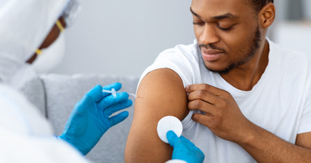 Nurse making COVID-19 vaccine for black guy