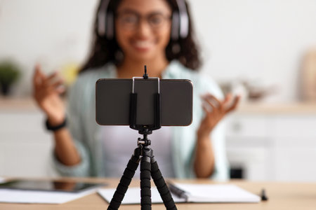 Devices for remote work at home, shooting video blog, new normal