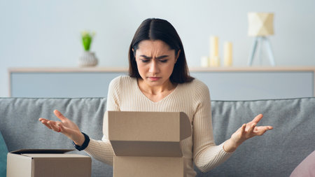 Negative bad emotions, wrong purchase, delivery error or damaged packaged