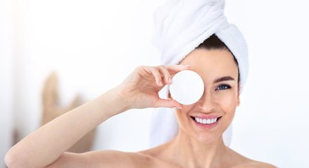 Beauty care and skin treatment at home, spa day at weekendの写真素材