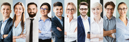 Business Collage Featuring Diverse Professionals in a Modern Office Environment Generative AI