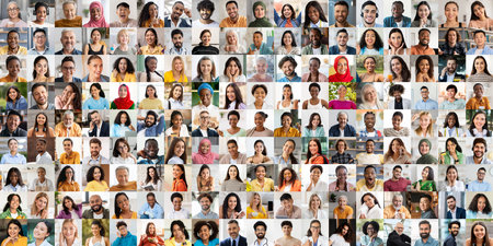 Diverse portraits celebrating happiness in multiracial lifestyles