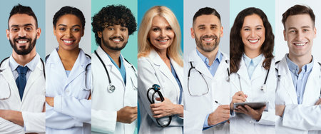 Diverse Group of Healthcare Professionals Showcasing Teamwork and Dedication Generative AIの写真素材