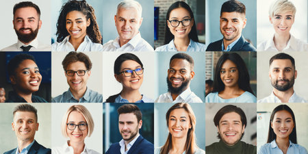 Diverse Group of Business Professionals Smiling in a Collaborative Setting Generative AI