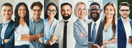Diverse Business Professionals Collaborating in a Modern Office Environment Generative AI