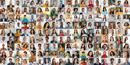 Diverse group of happy people in lifestyle portraits celebrating individuality