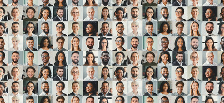 Diverse Business Professionals Collaborating in a Creative Workspace Collage Generative AIの写真素材