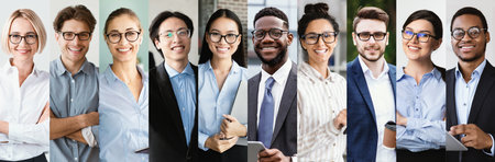 Diverse Group of Business Professionals Smiling in a Modern Office Setting Generative AIの写真素材