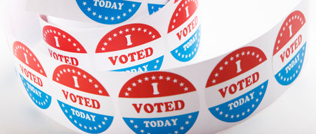 Democracy, presidential US election 2020, vote stickers rollの写真素材