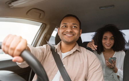 Lady With Phone Showing Route To Driver Man In Car