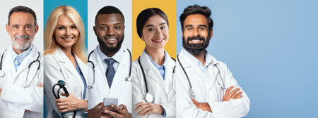 Diverse Group of Healthcare Professionals Showcasing Teamwork and Dedication Generative AIの写真素材