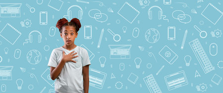 Creative Collage Featuring a Surprised Child Expressing Emotions in a School Setting