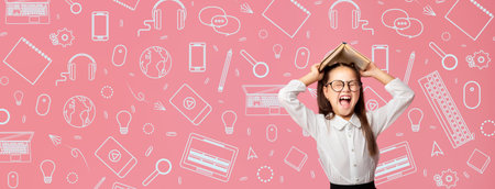 Collage of a Joyful Child in School Setting With Creative Background Elements