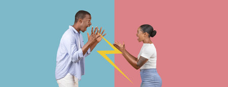 Emotional Clash Captured in a Dynamic Collage of Contrasting Expressions and Colors