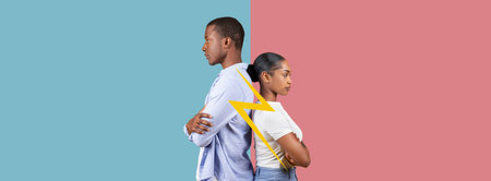 Conflict and Misunderstanding Depicted in a Collage of Two Individuals Standing Back to Back