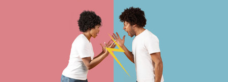 People Expressing Strong Emotions in a Colorful Collage Depicting a Heated Argument