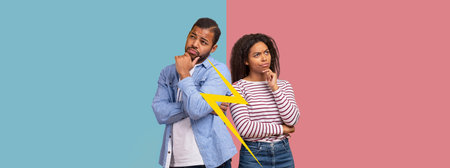 Couples Collage Showing Different Expressions of Thought and Contemplation in Vibrant Colors