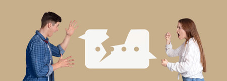 Conflict and Communication in a Mosaic of Emotions During a Disagreement or Argumentの写真素材