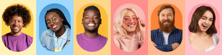 Colorful Collage of Diverse Individuals Expressing Joy and Creativity in Vibrant Settings