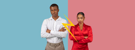Collage of Conflict Between a Man in a White Shirt and a Woman in a Red Jacket
