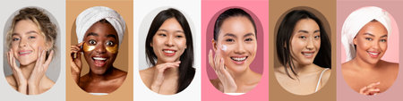 Diverse Beauty Routine Collage Showcasing Skincare Practices Among Women of Different Backgrounds