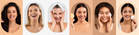 Diverse Women Celebrating Skincare Routines With Joy and Confidence in a Stylish Collage