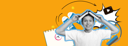 Kids Enjoying Learning With Creativity in a Fun and Colorful Collage Settingの写真素材