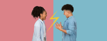 Collage of Joy and Excitement Captured Between Two Friends in Bright Colorsの写真素材