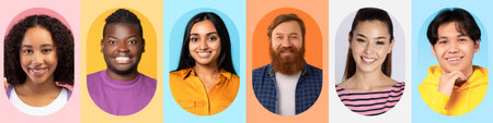 Diverse Group of Friends Sharing Smiles in a Vibrant Collage Set up for a Joyful Moment